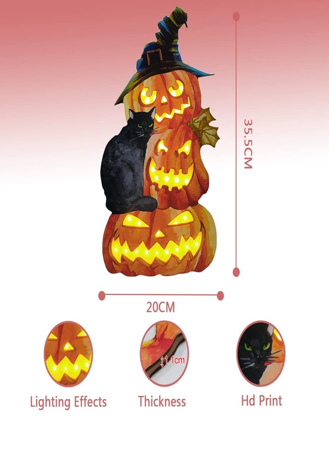 VDKIDKT Halloween Wood Fall Pumpkin Welcome Sign with Light for Thanksgiving Fall Front Door Decoration for Harvest Thanksgiving Autumn Hanging Wall Decor with Light (3 Pumpkins) - Image 5